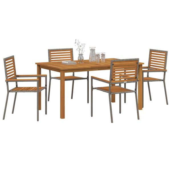 vidaXL Garden Dining Set 5 pcs Grey Poly rattan