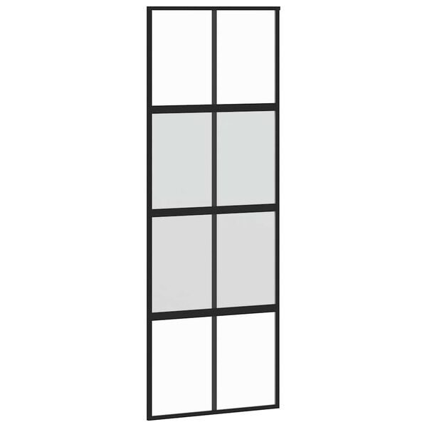 vidaXL Sliding Door Black 76x205 cm Tempered Glass and Aluminium