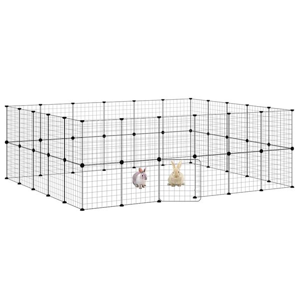 vidaXL 44-Panel Pet Cage with Door Black 35x35 cm Steel
