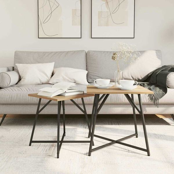 vidaXL Side Table Set 2 pcs Artisan Oak and Black