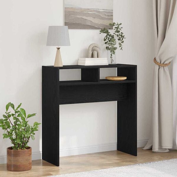 vidaXL Console Table Black Oak 78 x 30 x 80 cm Engineered Wood