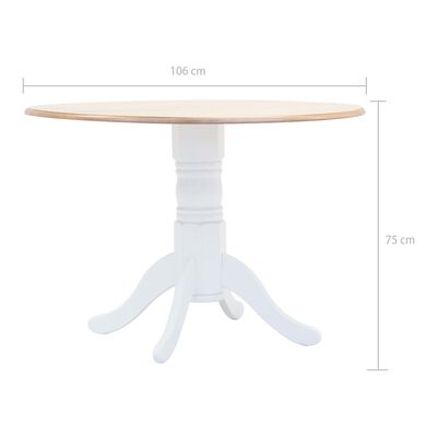 vidaXL Dining Table White and Brown 106 cm Solid Rubber Wood