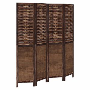 vidaXL Room Divider 4 Panels Dark Brown Solid Wood Paulownia