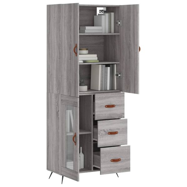 vidaXL Highboard Grey Sonoma 69.5x34x180 cm Engineered Wood