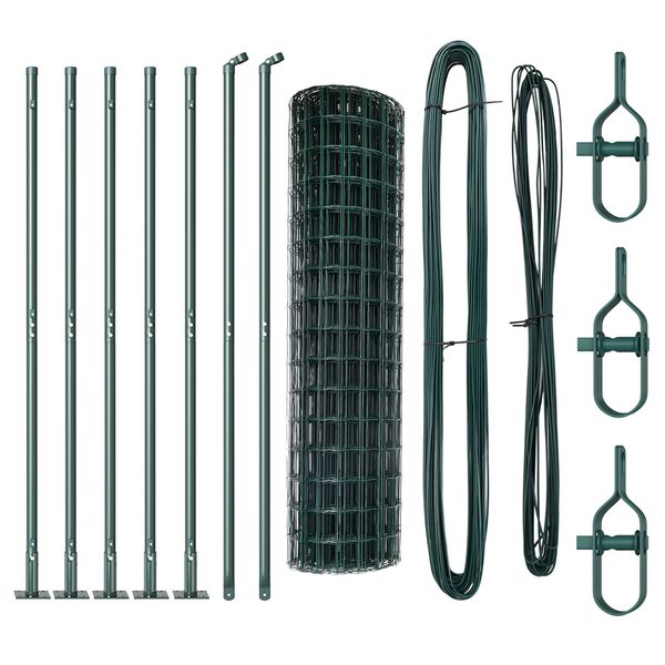 vidaXL Fence with Posts Green 0.8 x 10 m Steel
