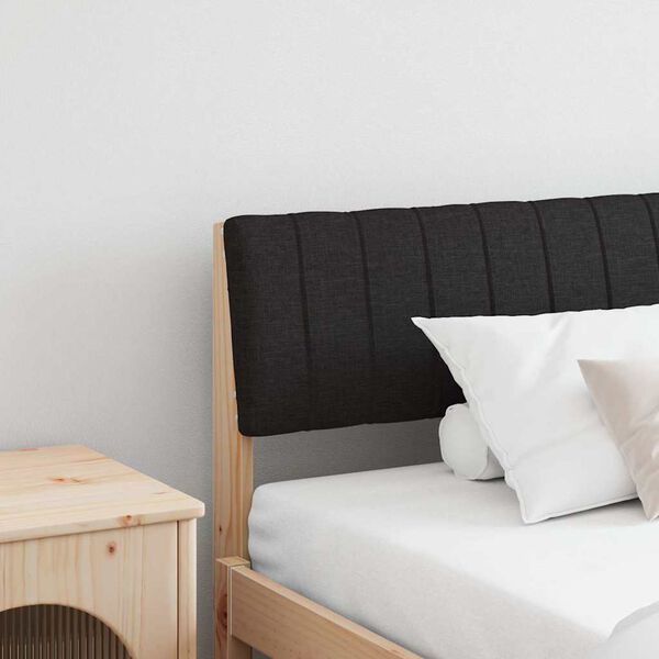 vidaXL Upholstered Headboard Black 200 cm Solid Pine Wood