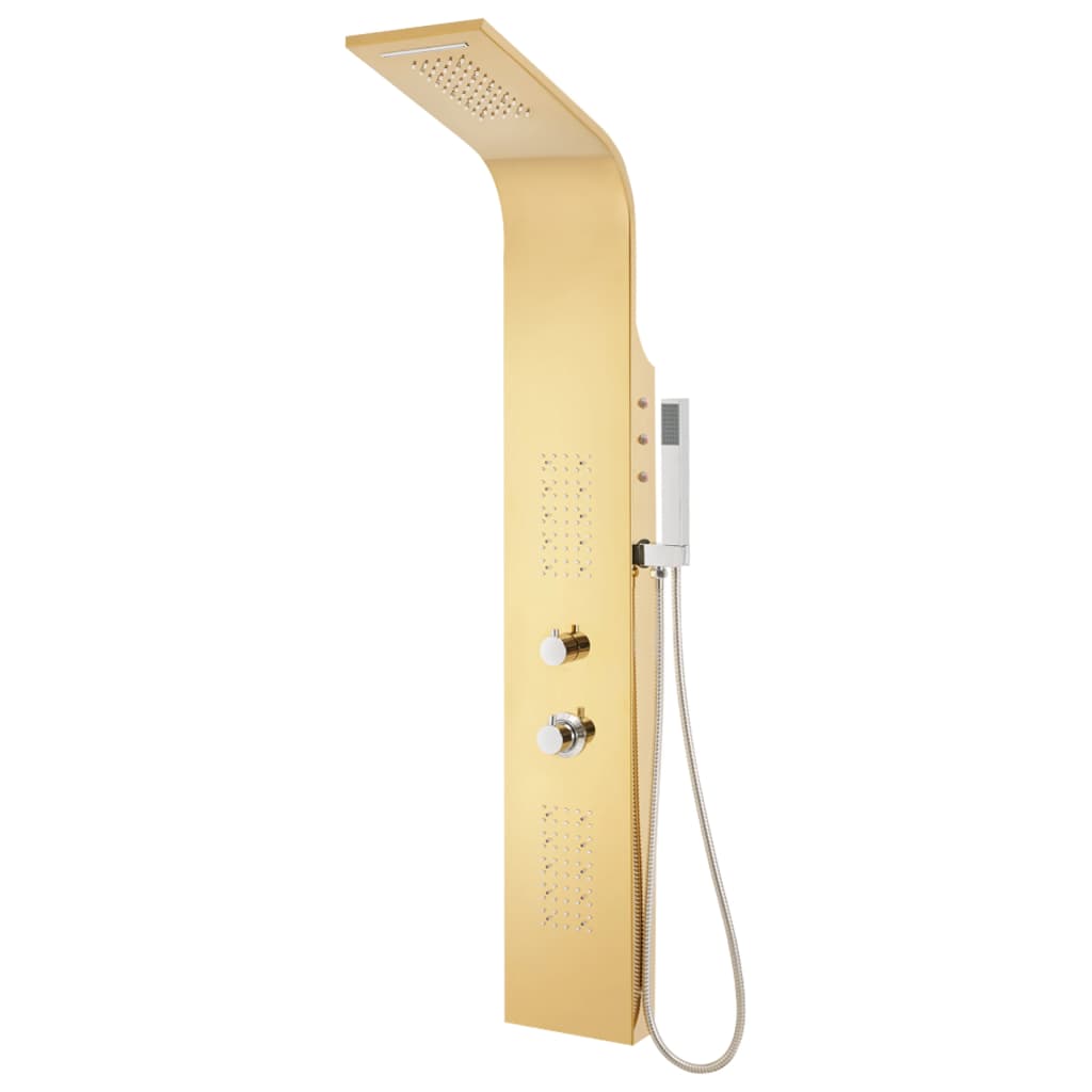 vidaXL Shower Panel System Stainless Steel 201 Gold Curved