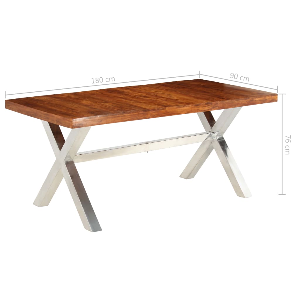vidaXL Dining Table Set 7 Piece Solid Acacia Wood with Sheesham Finish