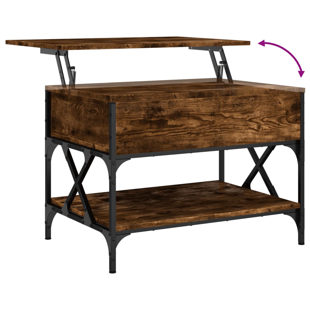 vidaXL Coffee Table Smoked Oak 70x50x50 cm Engineered Wood and Metal