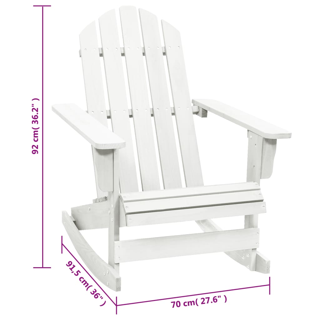 vidaXL Garden Rocking Chair Wood White