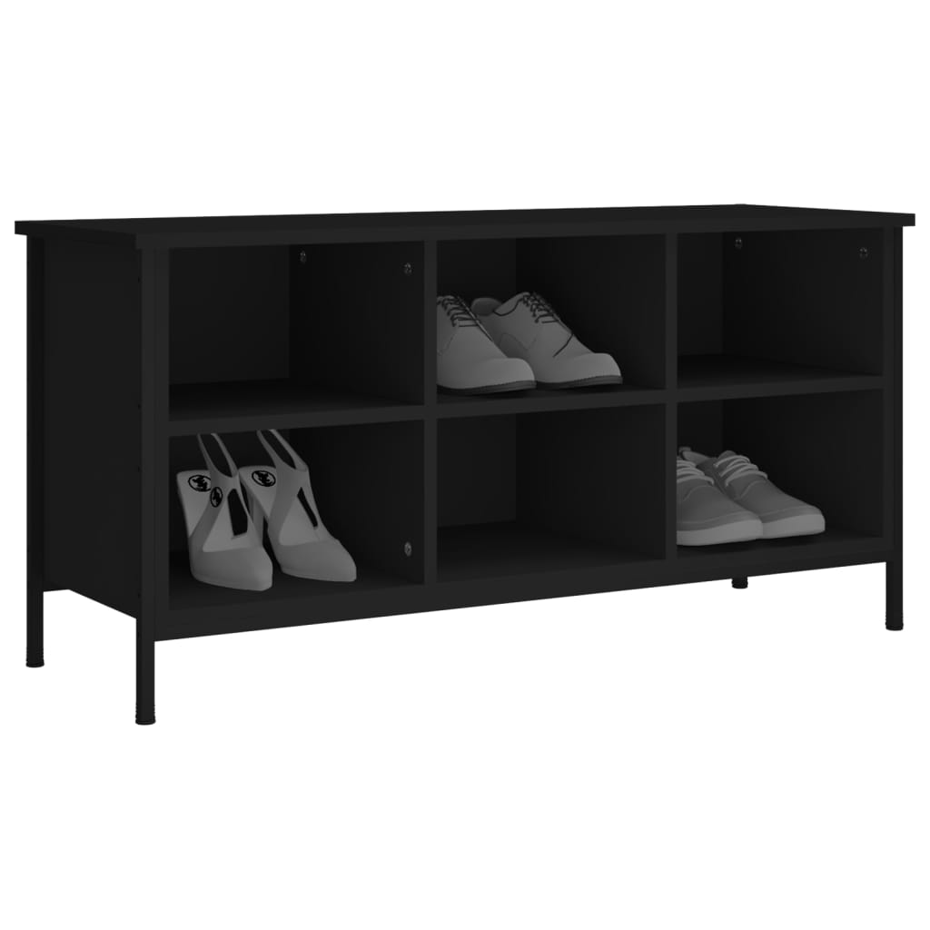 vidaXL Shoe Cabinet Black 100x35x50 cm Engineered Wood