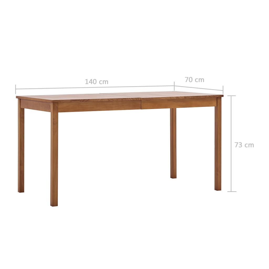 vidaXL Dining Table Honey Brown 140x70x73 cm Pinewood