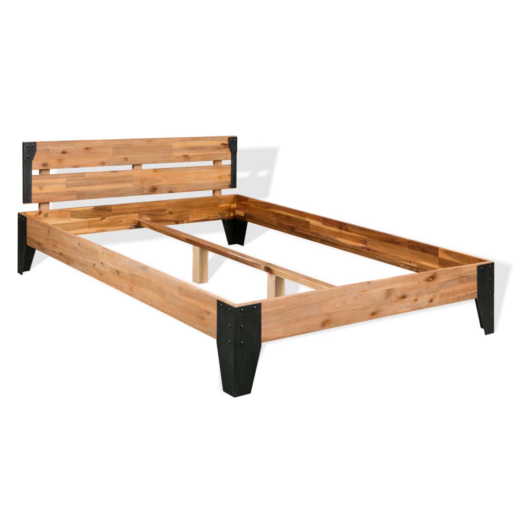 vidaXL Bed Frame Solid Acacia Wood Steel 152x203 cm