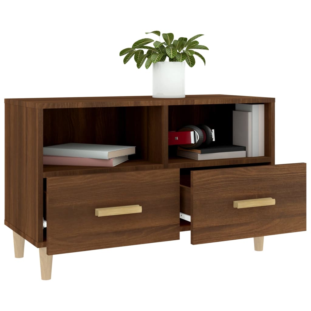 vidaXL TV Cabinet Brown Oak 80x36x50 cm Engineered Wood