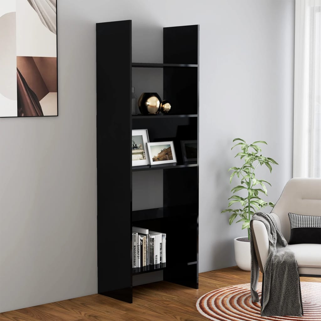 vidaXL Book Cabinet High Gloss Black 60x35x180 cm Chipboard