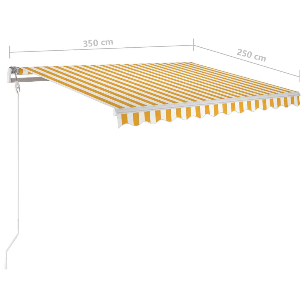 vidaXL Manual Retractable Awning 350x250 cm Yellow and White