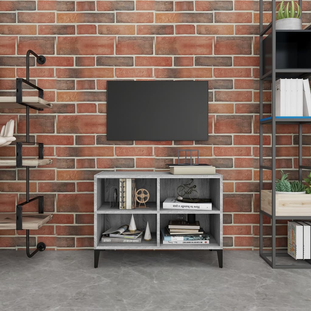 vidaXL TV Cabinet with Metal Legs Grey Sonoma 69.5x30x50 cm