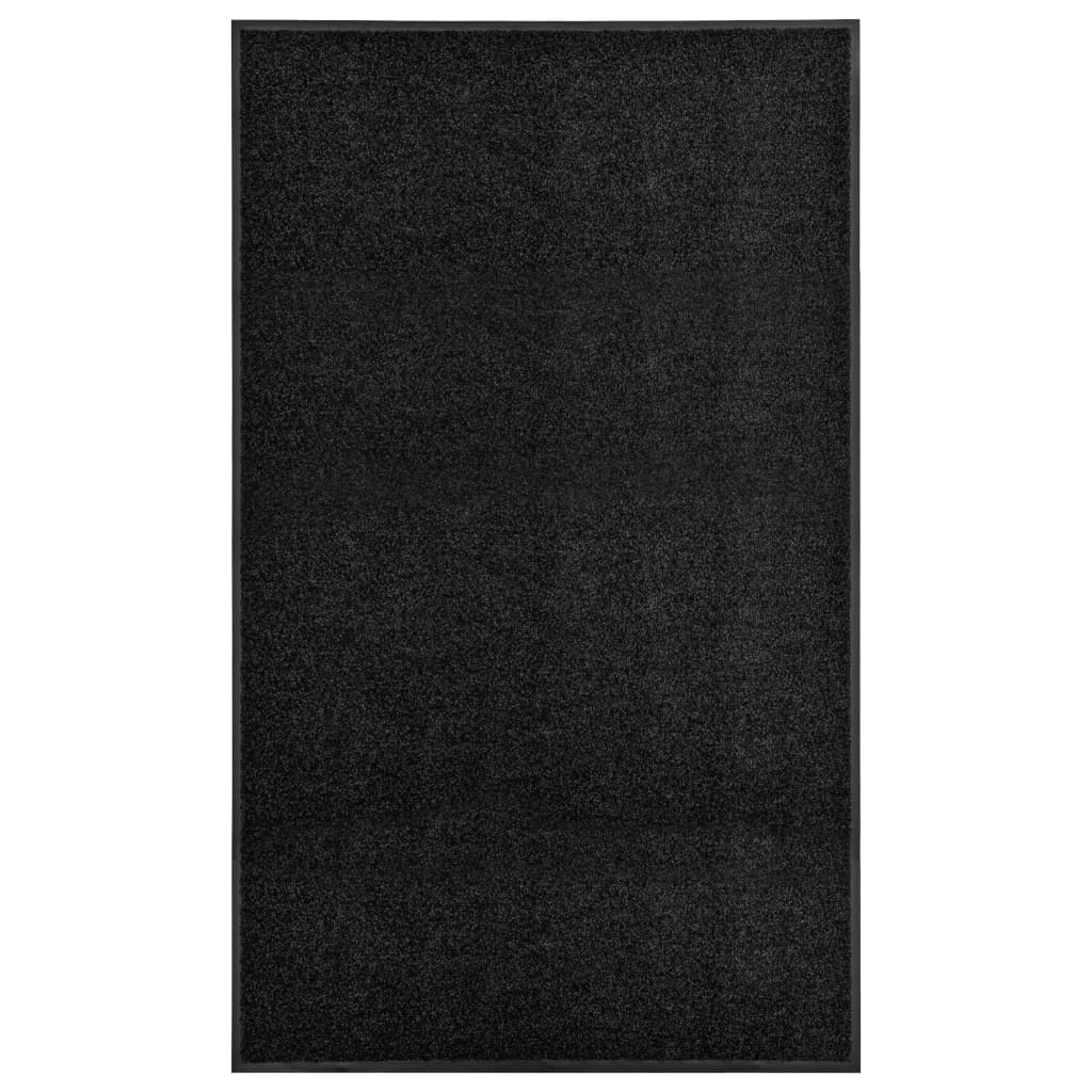 vidaXL Doormat Washable Black 90x150 cm