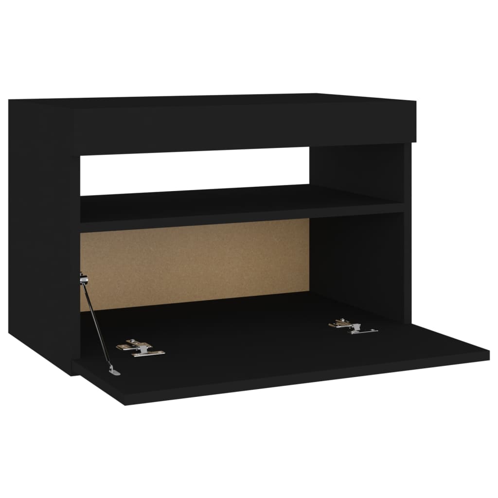 vidaXL Bedside Cabinet & LED Lights 2 pcs Black 60x35x40 cm Engineered Wood