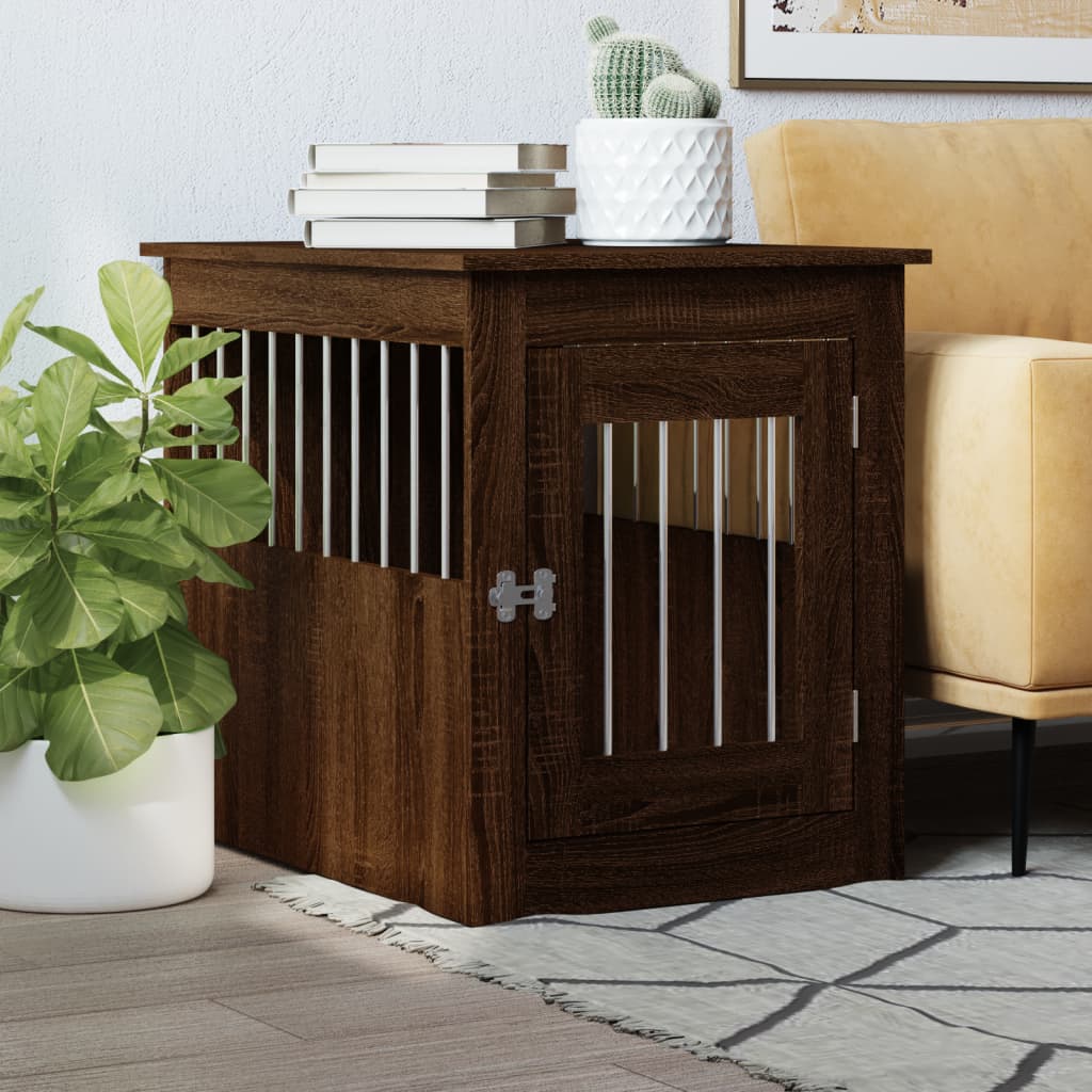 vidaXL Dog Crate Furniture Brown Oak 55x75x65 cm Engineered Wood