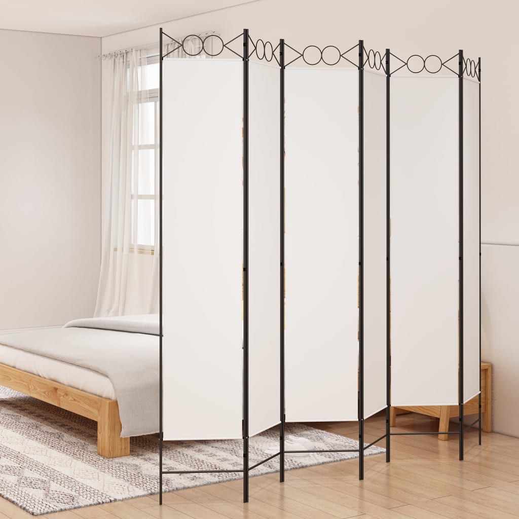 vidaXL 6-Panel Room Divider White 240x220 cm Fabric