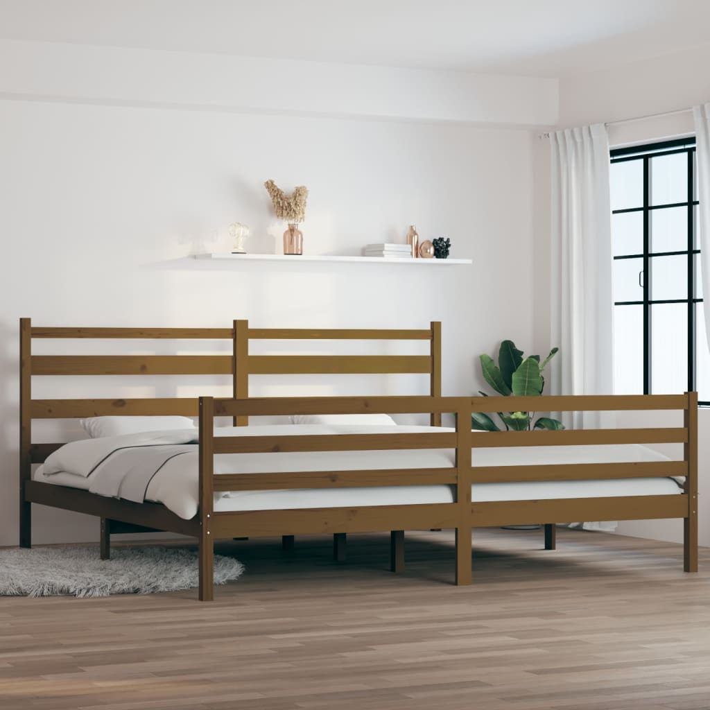 vidaXL Bed Frame Solid Wood Pine 200x200 cm Honey Brown