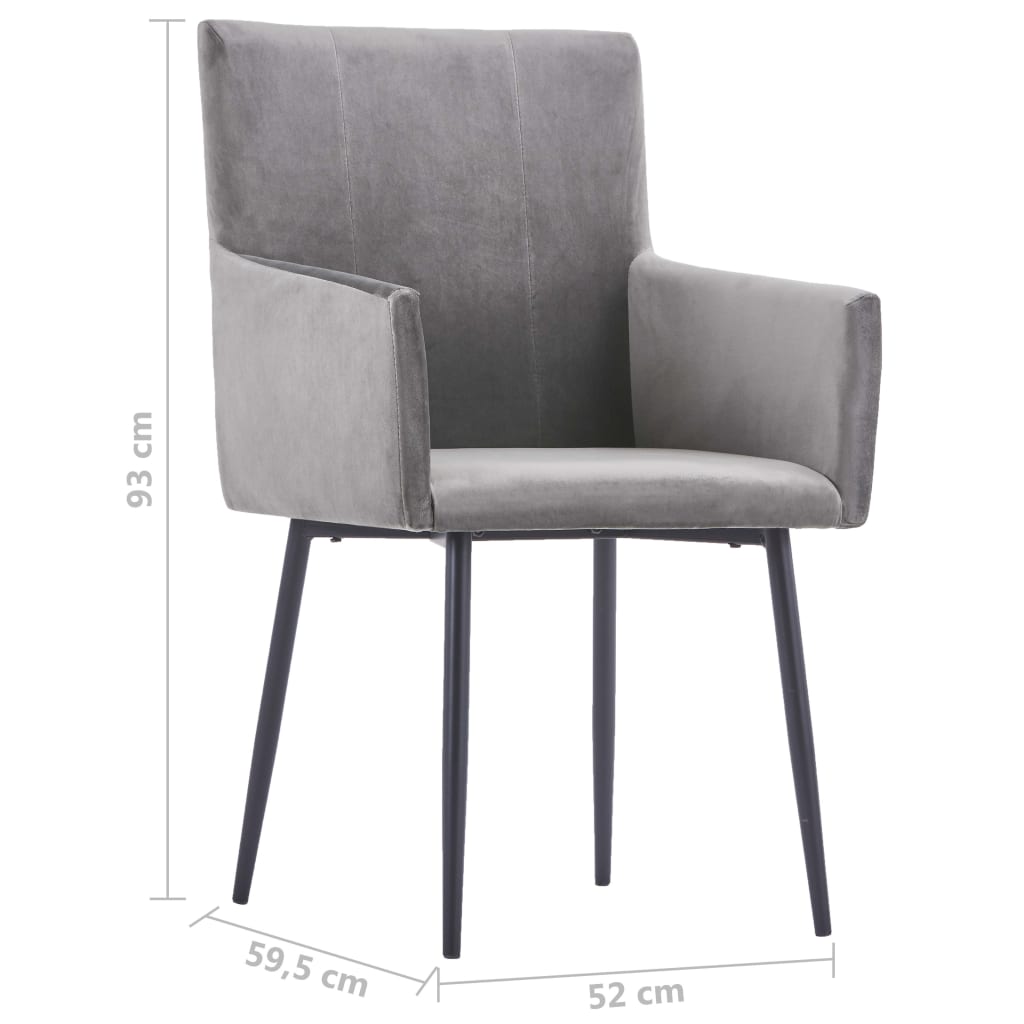vidaXL Dining Chairs with Armrests 6 pcs Grey Velvet