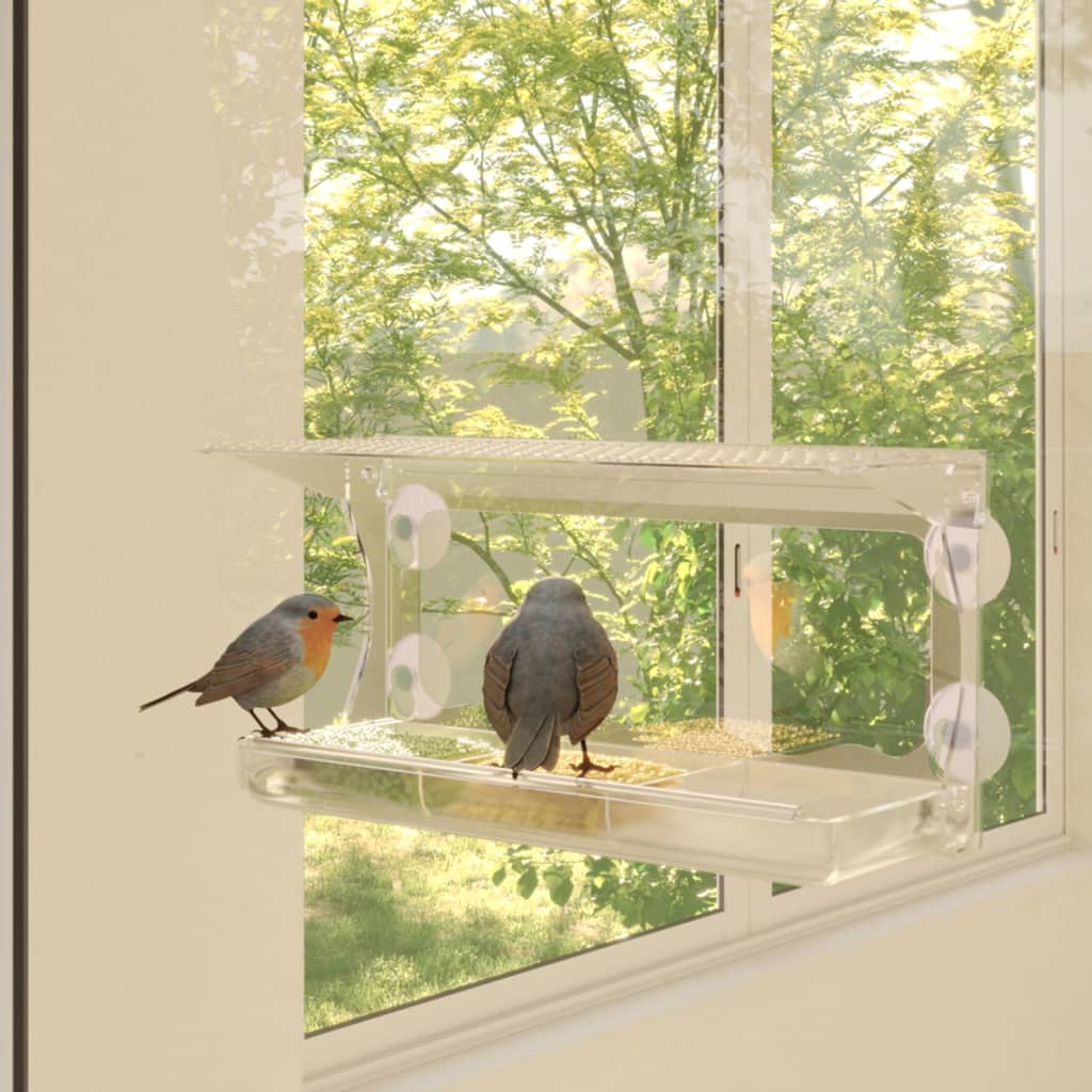 vidaXL Window Bird Feeders 2 pcs Acrylic 30x12x15 cm