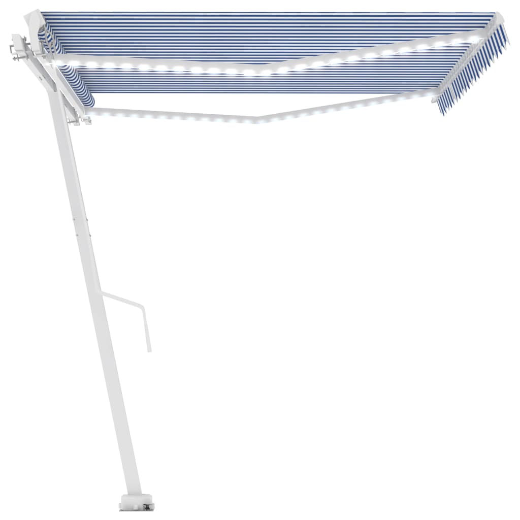 vidaXL Manual Retractable Awning with LED 400x300 cm Blue and White
