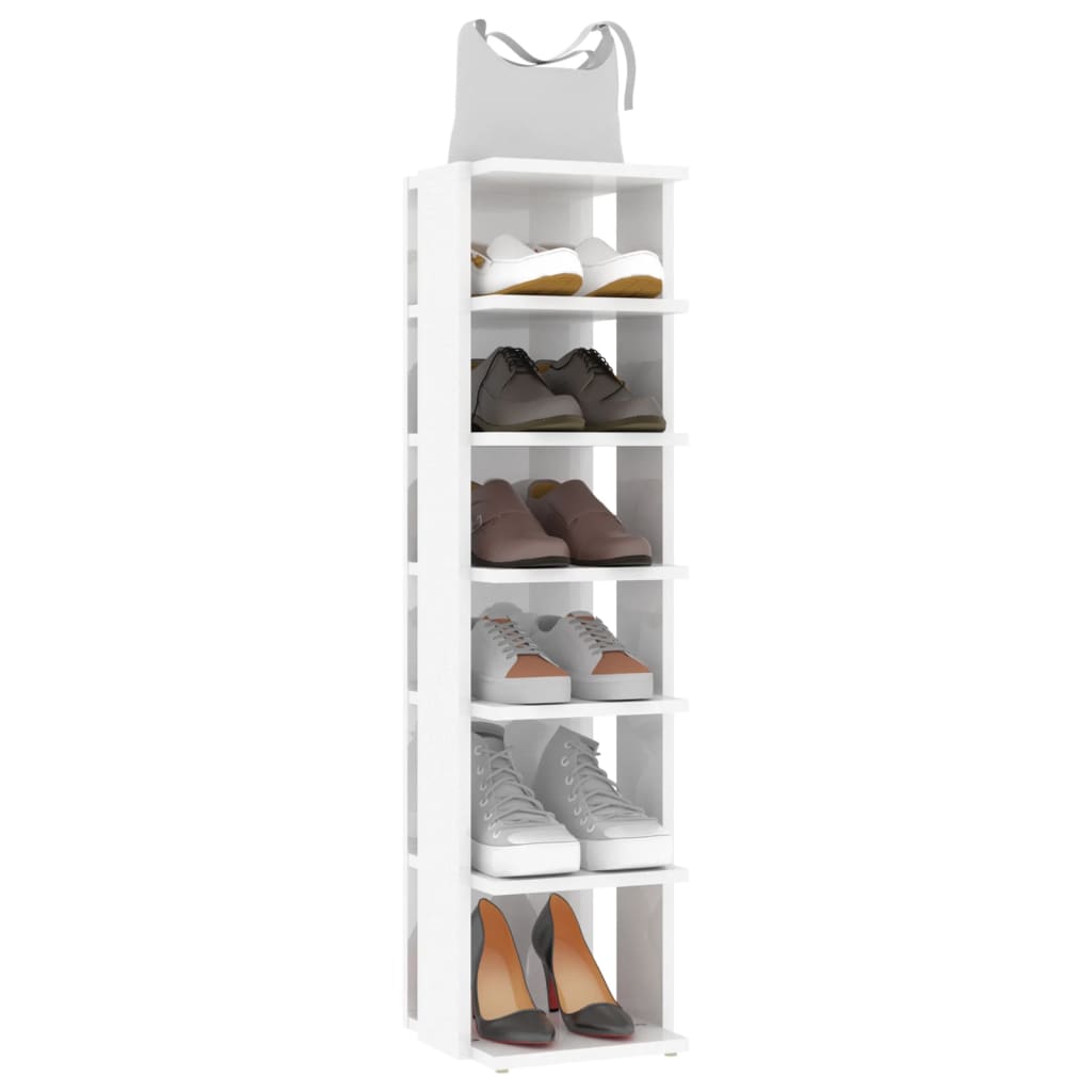 vidaXL Shoe Cabinets 2 pcs High Gloss White 27.5x27x102 cm