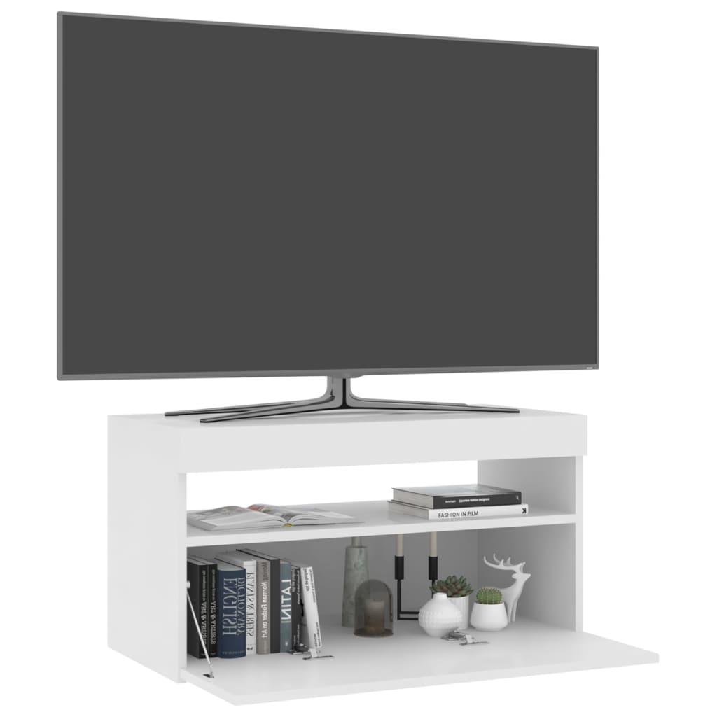 vidaXL TV Cabinet with LED Lights High Gloss White 75x35x40 cm