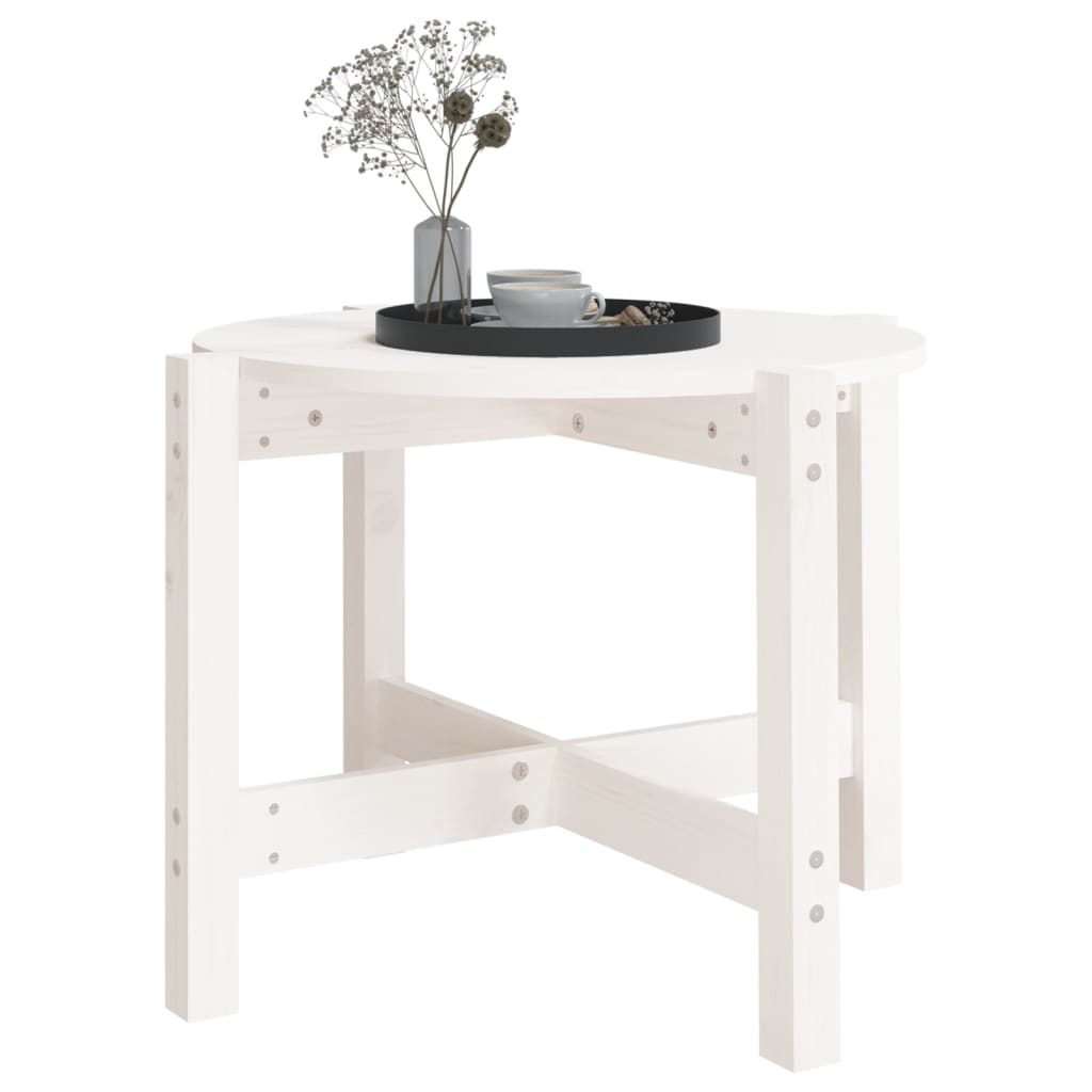 vidaXL Coffee Table White Ø 62.5x45 cm Solid Wood Pine