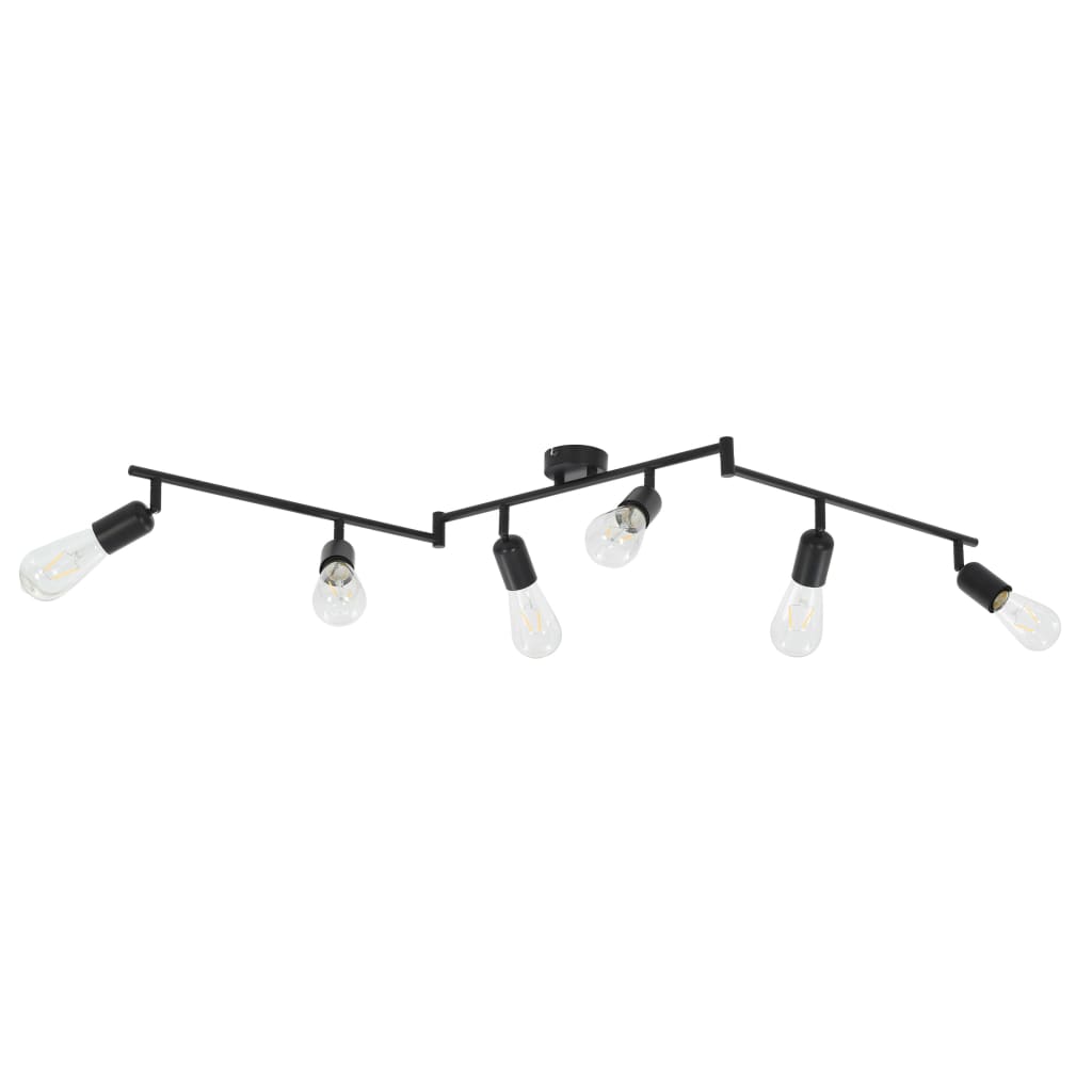 vidaXL 6-way Spot Light with Filament Bulbs 2 W Black 30 cm E27