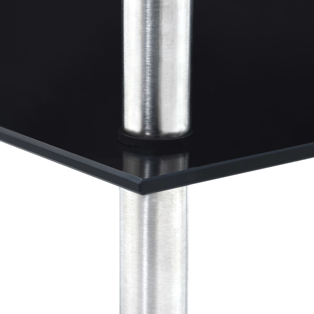 vidaXL 3-Tier Shelf Black 30x30x67 cm Tempered Glass