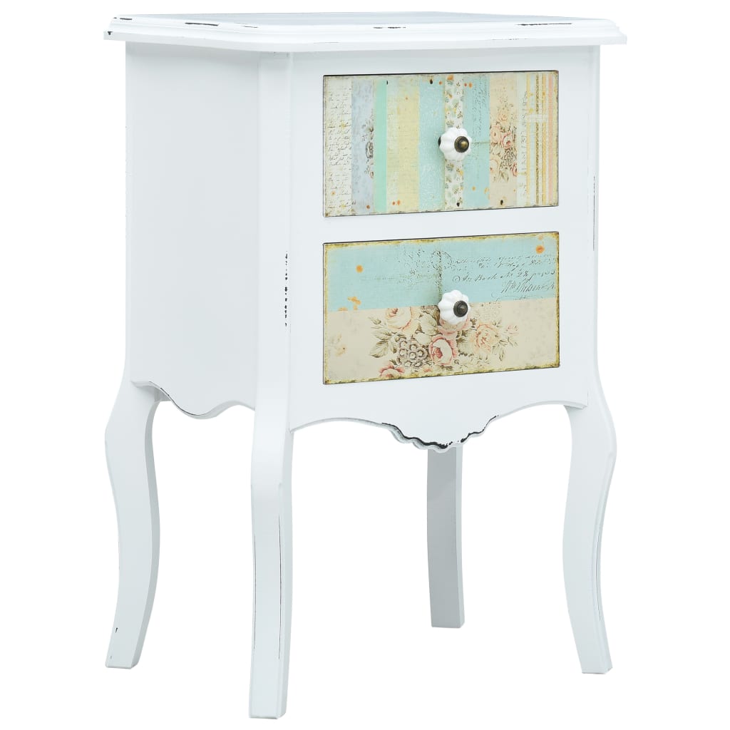 vidaXL Bedside Cabinet White and Brown 43x32x65 cm MDF