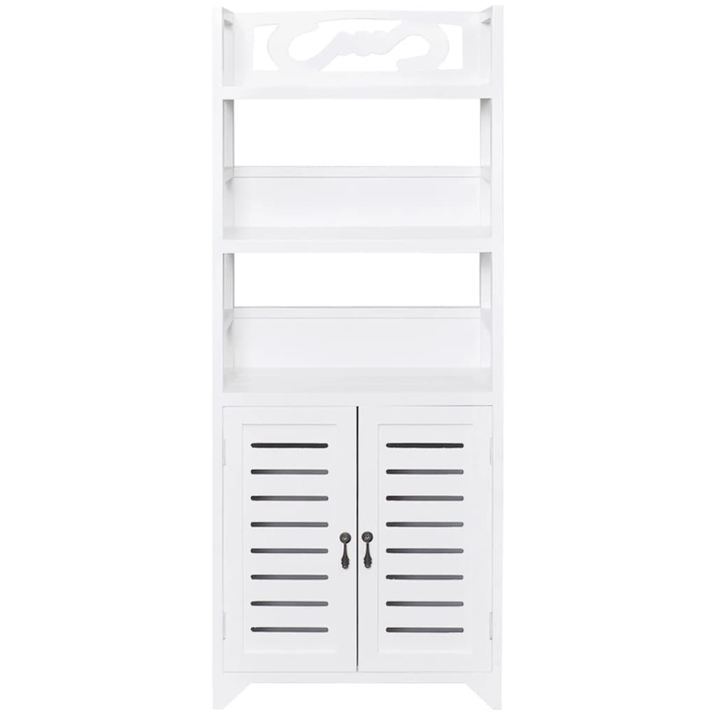 vidaXL Display Cabinet White 46x24x140 cm Solid Wood Paulownia