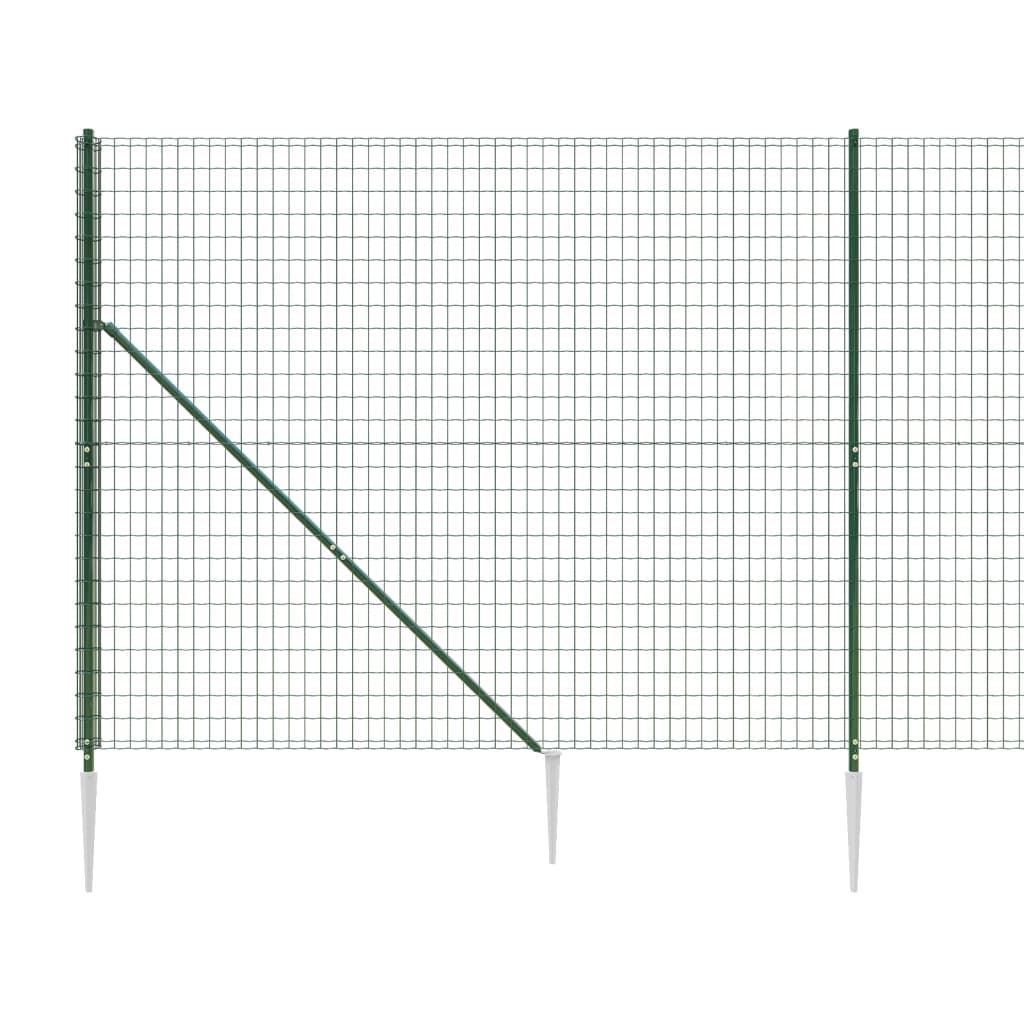 vidaXL Wire Mesh Fence with Spike Anchors Green 2x10 m