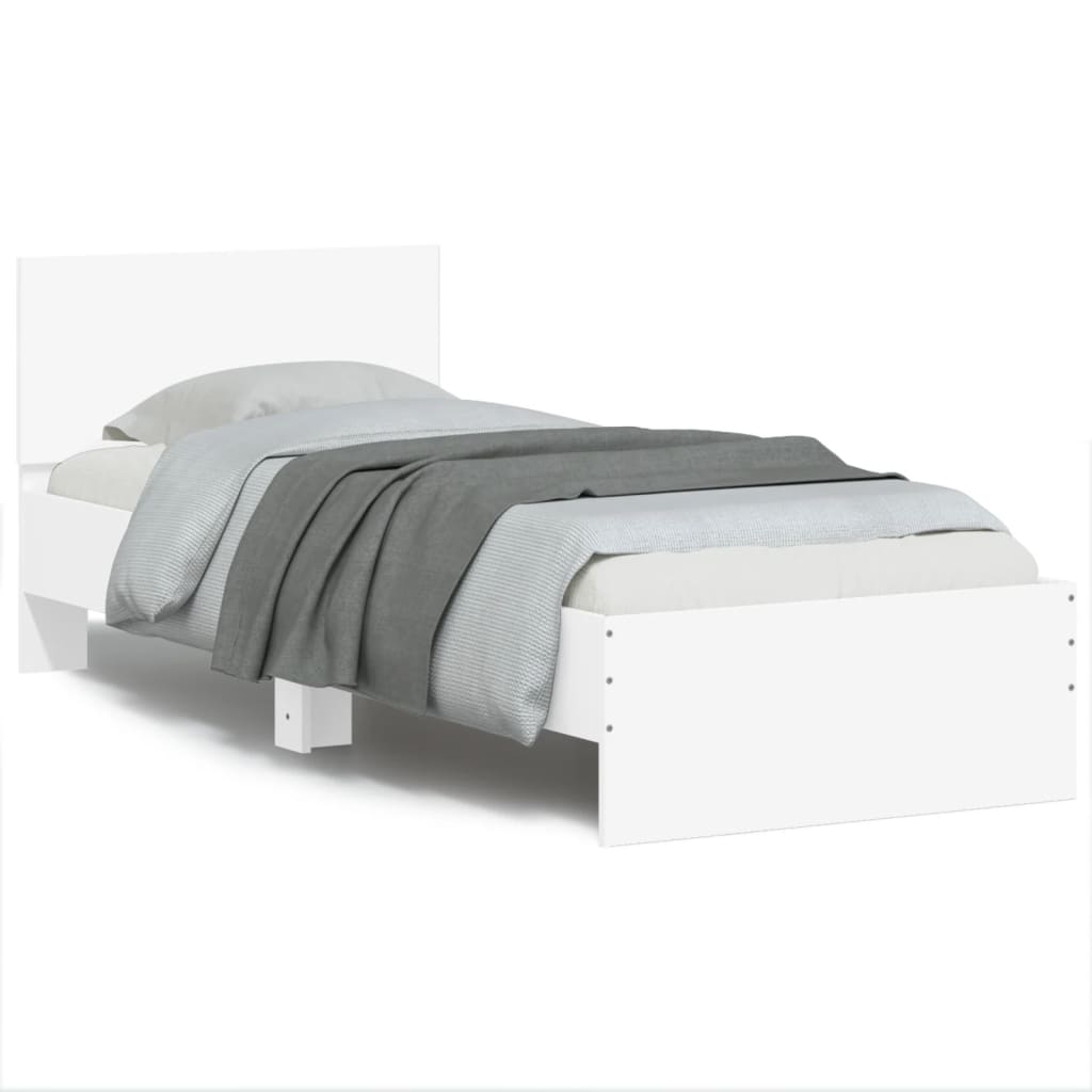 vidaXL Bed Frame with Headboard White 90x200 cm Engineered wood