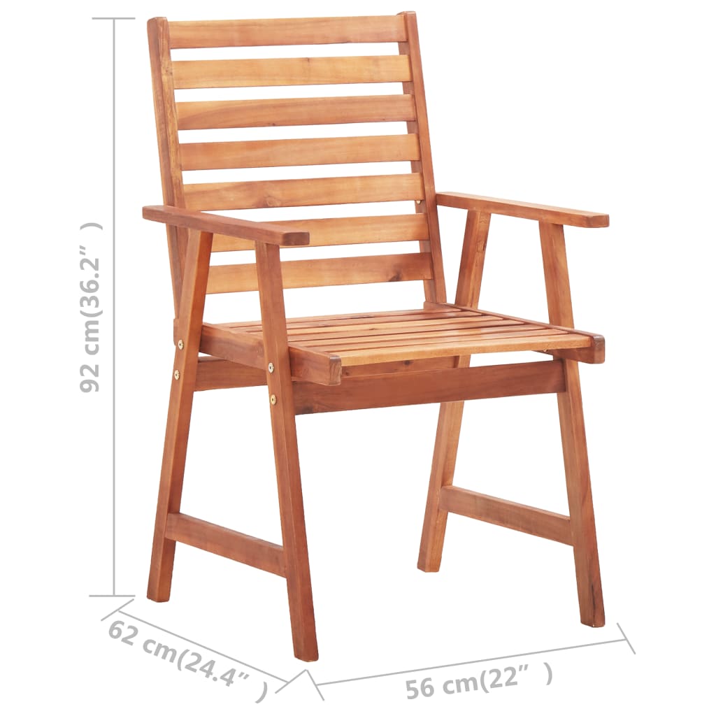 vidaXL Outdoor Dining Chairs 2 pcs Solid Acacia Wood