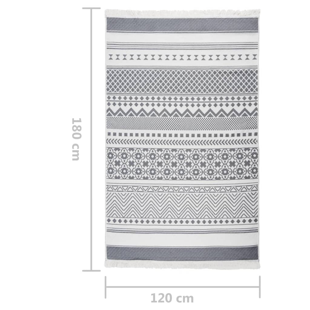 vidaXL Rug Grey and White 120x180 cm Cotton
