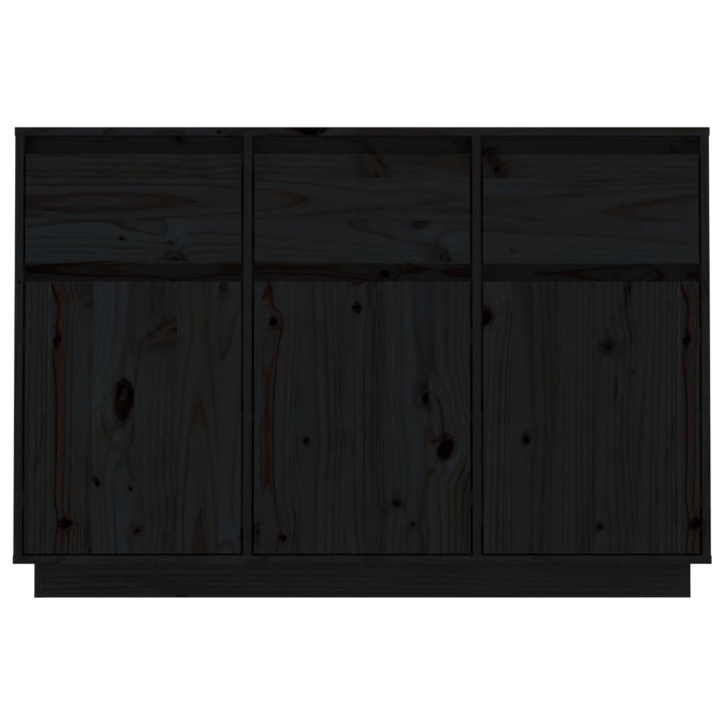 vidaXL Sideboard Black 110x34x75 cm Solid Wood Pine