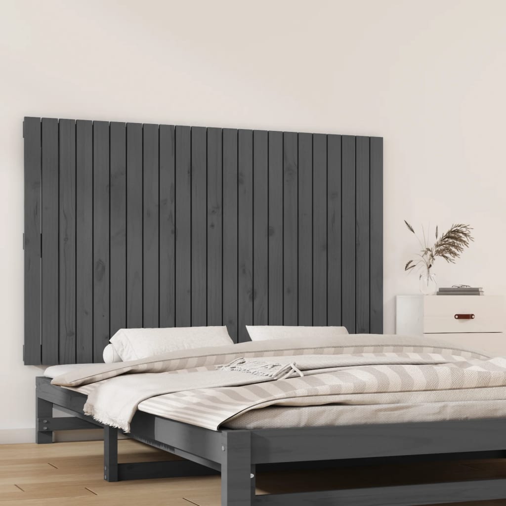 vidaXL Wall Headboard Grey 147x3x90 cm Solid Wood Pine