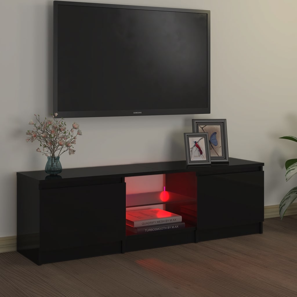 vidaXL TV Cabinet with LED Lights Black 120x30x35.5 cm