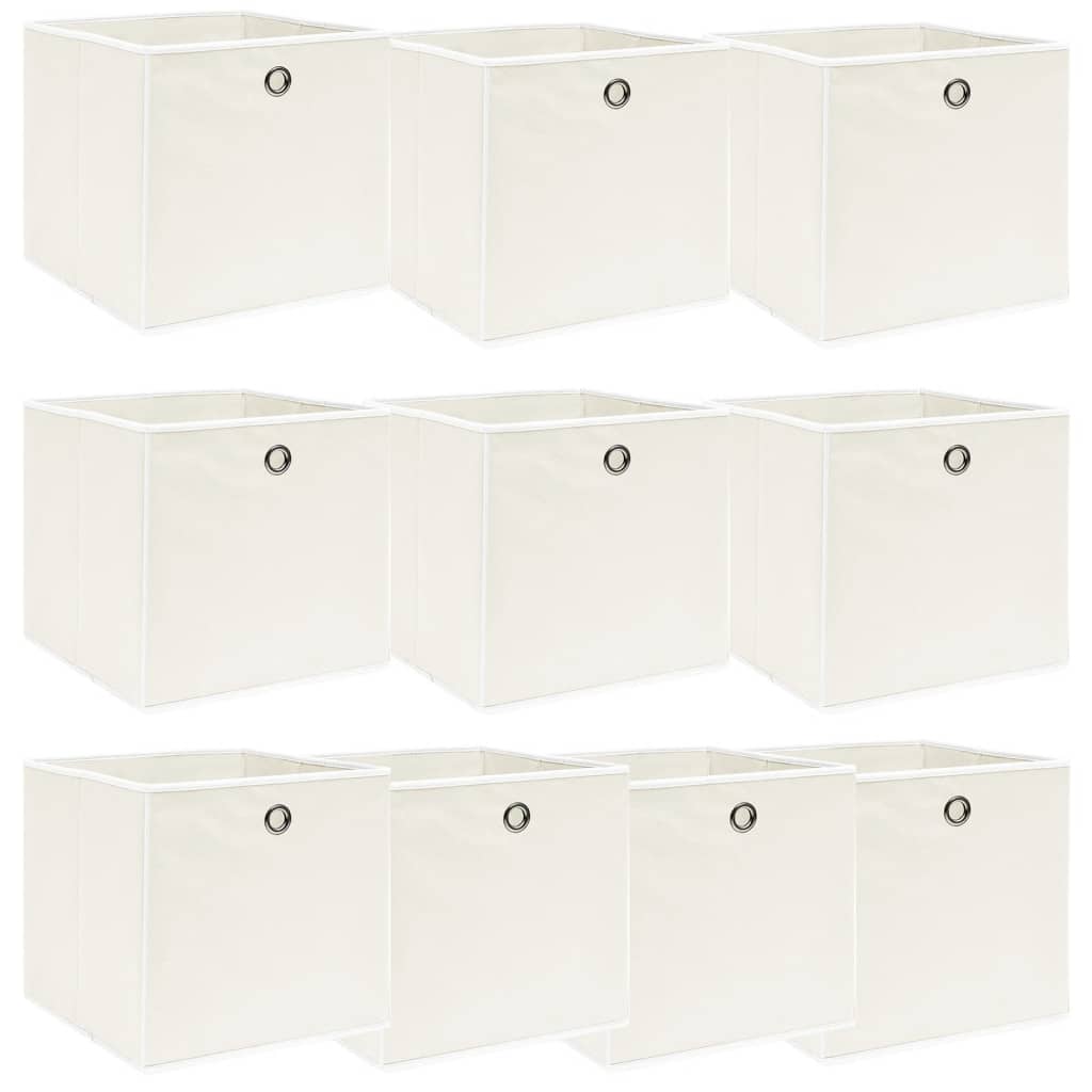 vidaXL Storage Boxes 10 pcs White 32x32x32 cm Fabric