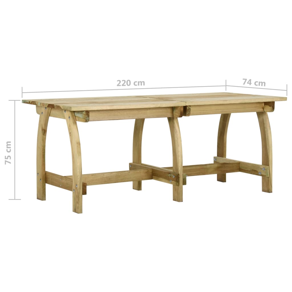 vidaXL Garden Table 220x74x75 cm Impregnated Pinewood