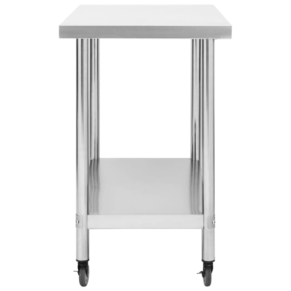 vidaXL Kitchen Work Table with Wheels 100x45x85 cm Stainless Steel