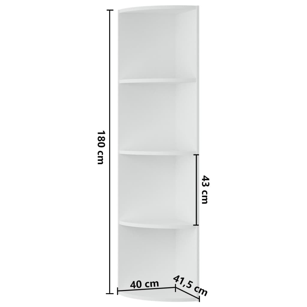 vidaXL Standing Corner Shelf White 40x41.5x180 cm Engineered Wood