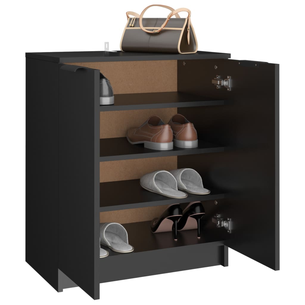 vidaXL Shoe Cabinet Black 59x35x70 cm Engineered Wood