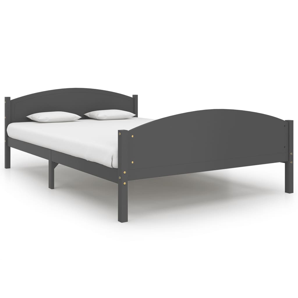 vidaXL Bed Frame Dark Grey Solid Pine Wood 160x200 cm