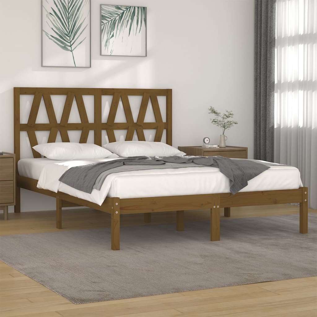 vidaXL Bed Frame Honey Brown Solid Wood Pine 120x200 cm
